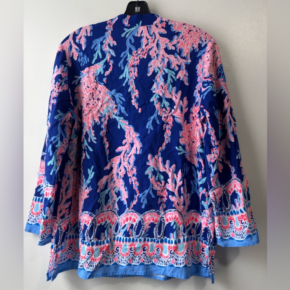 Lilly Pulitzer Women's Luna Bay Blue and Pink Top Sz M - Picture 5 of 16